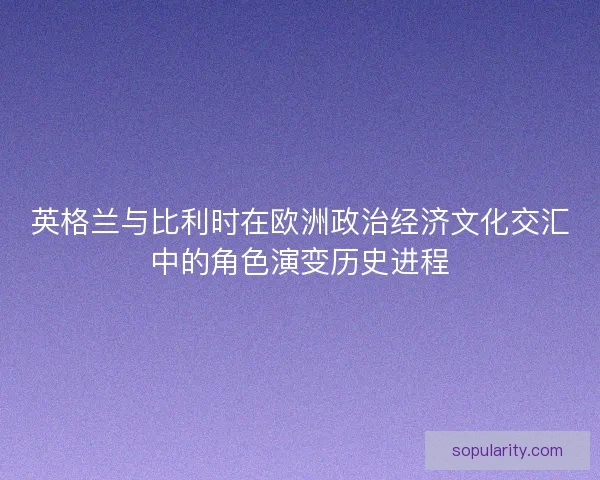 英格兰与比利时在欧洲政治经济文化交汇中的角色演变历史进程