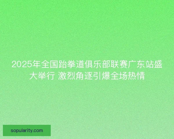 2025年全国跆拳道俱乐部联赛广东站盛大举行 激烈角逐引爆全场热情